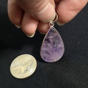 Genuine Purple Amethyst Teardrop Pendant